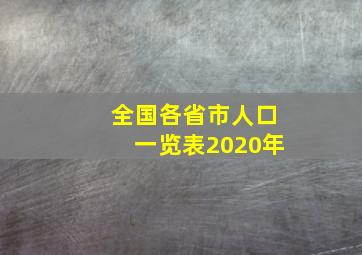 全国各省市人口一览表2020年