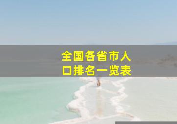 全国各省市人口排名一览表