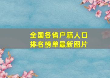 全国各省户籍人口排名榜单最新图片