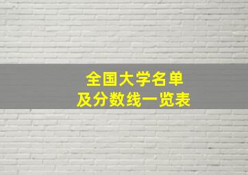 全国大学名单及分数线一览表