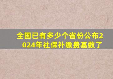 全国已有多少个省份公布2024年社保补缴费基数了