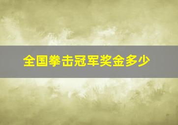 全国拳击冠军奖金多少