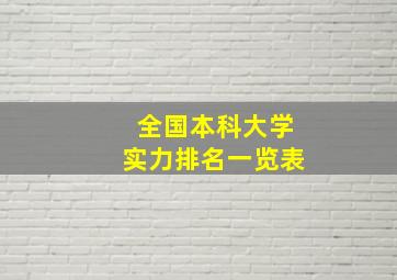 全国本科大学实力排名一览表