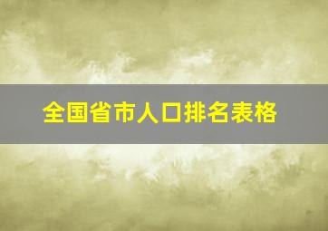 全国省市人口排名表格