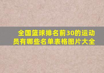 全国篮球排名前30的运动员有哪些名单表格图片大全