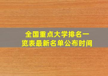 全国重点大学排名一览表最新名单公布时间