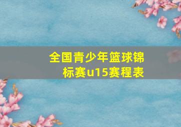 全国青少年篮球锦标赛u15赛程表