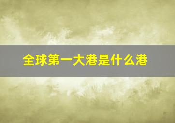 全球第一大港是什么港