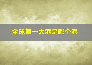 全球第一大港是哪个港