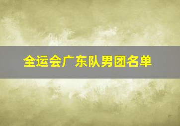 全运会广东队男团名单