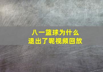 八一篮球为什么退出了呢视频回放