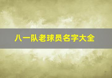 八一队老球员名字大全