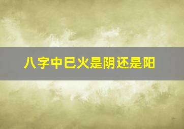 八字中巳火是阴还是阳