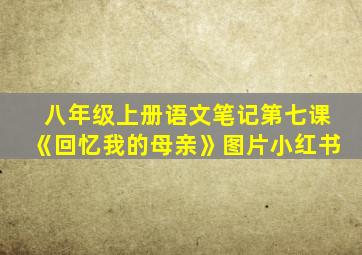 八年级上册语文笔记第七课《回忆我的母亲》图片小红书