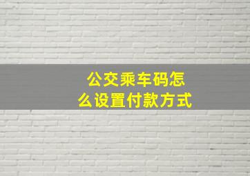 公交乘车码怎么设置付款方式