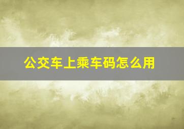 公交车上乘车码怎么用