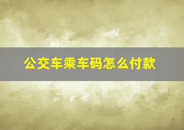 公交车乘车码怎么付款