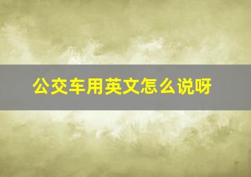 公交车用英文怎么说呀