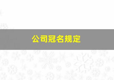 公司冠名规定