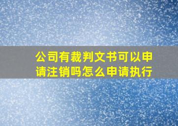 公司有裁判文书可以申请注销吗怎么申请执行