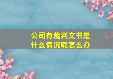 公司有裁判文书是什么情况呢怎么办