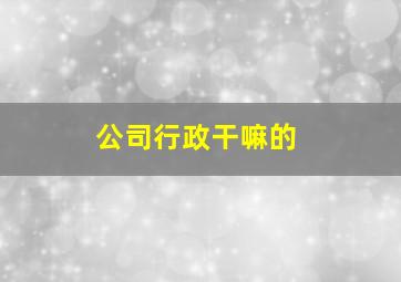 公司行政干嘛的