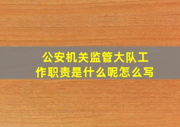 公安机关监管大队工作职责是什么呢怎么写