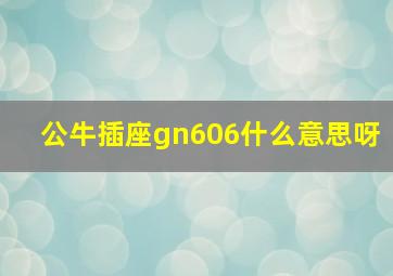 公牛插座gn606什么意思呀