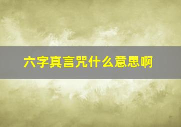 六字真言咒什么意思啊