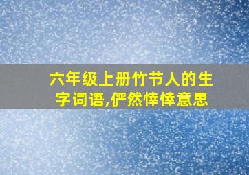 六年级上册竹节人的生字词语,俨然悻悻意思