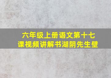 六年级上册语文第十七课视频讲解书湖阴先生壁