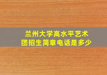 兰州大学高水平艺术团招生简章电话是多少