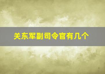 关东军副司令官有几个