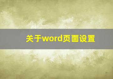 关于word页面设置