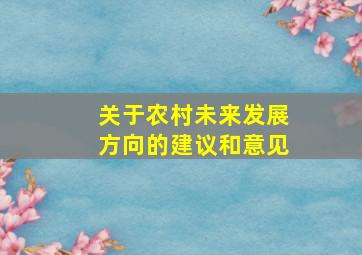 关于农村未来发展方向的建议和意见