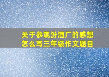 关于参观汾酒厂的感想怎么写三年级作文题目