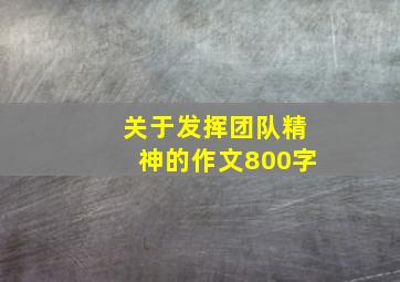 关于发挥团队精神的作文800字