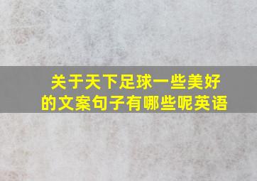 关于天下足球一些美好的文案句子有哪些呢英语