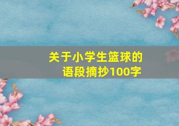 关于小学生篮球的语段摘抄100字