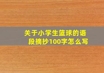 关于小学生篮球的语段摘抄100字怎么写