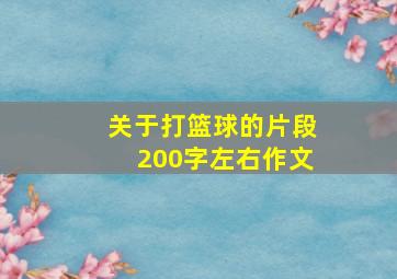 关于打篮球的片段200字左右作文