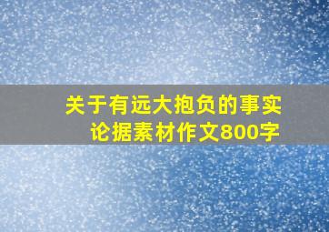 关于有远大抱负的事实论据素材作文800字