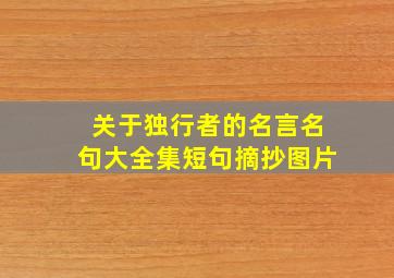 关于独行者的名言名句大全集短句摘抄图片