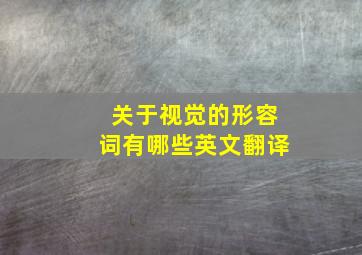 关于视觉的形容词有哪些英文翻译