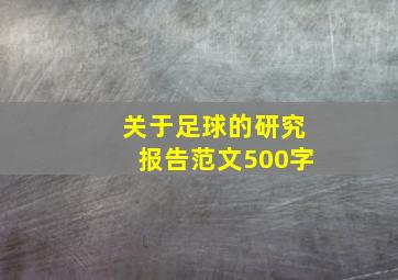 关于足球的研究报告范文500字