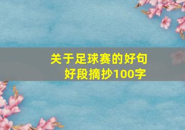 关于足球赛的好句好段摘抄100字