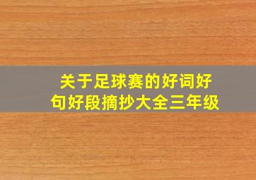 关于足球赛的好词好句好段摘抄大全三年级