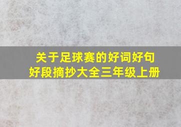 关于足球赛的好词好句好段摘抄大全三年级上册