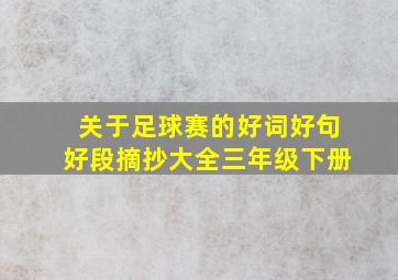 关于足球赛的好词好句好段摘抄大全三年级下册