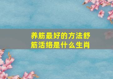 养筋最好的方法舒筋活络是什么生肖